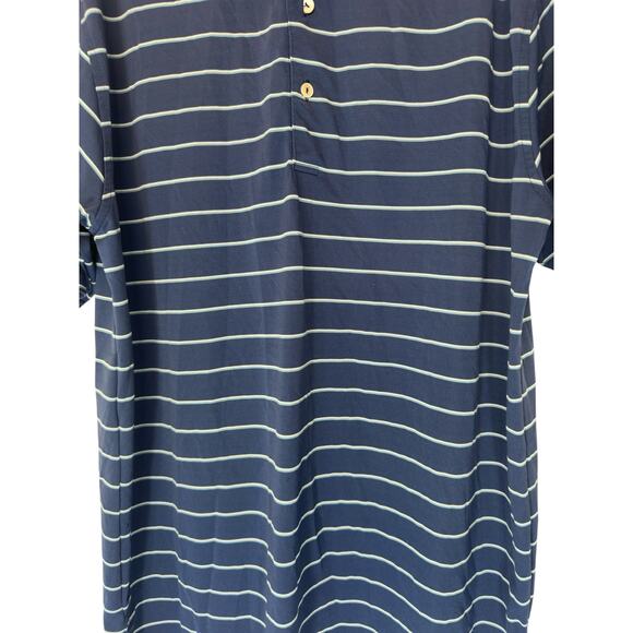 Peter Millar Summer Comfort Blue Striped Golf Short Sleeve Polo Shirt Large - Picture 8 of 13